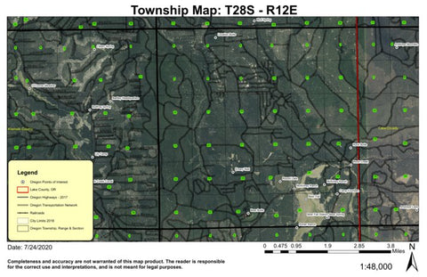 Antelope Mountain T28S R12E West Township Map Preview 1