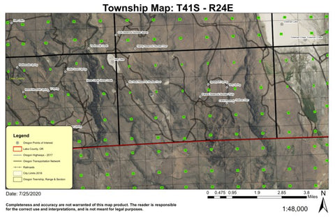 Cahill Reservoir T41S R24E Township Map Preview 1