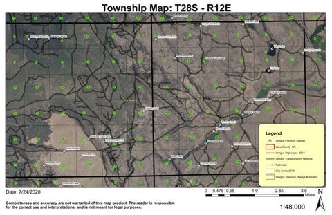 Antelope Mountain T28S R12E Township Map Preview 1