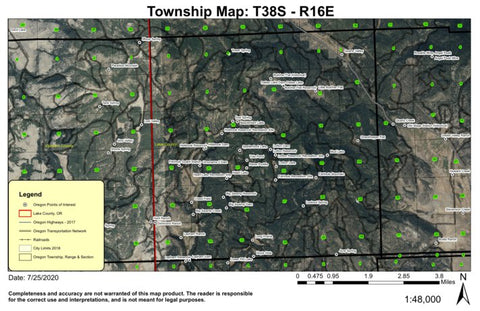 Dallas Lake T38S R16E Township Map Preview 1