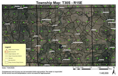 Foster Lake T30S R15E Township Map Preview 1