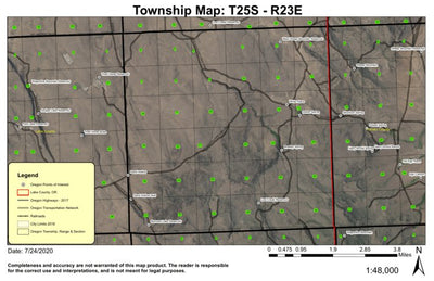 Bradley Spring T25S R23E Township Map Preview 1