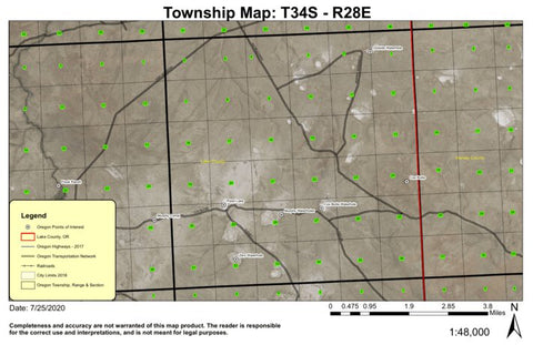 Cox Butte T34S R28E Township Map Preview 1