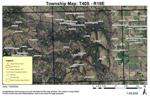 Drews Reservoir T40S R18E Township Map Preview 1