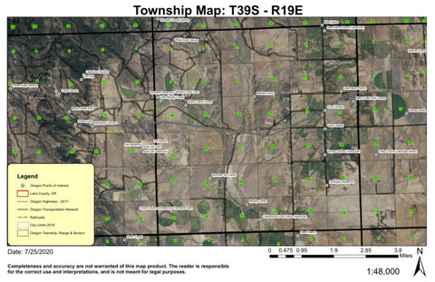 Junipers Reservoir T39S R19E Township Map Preview 1