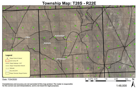 Horse Mountain T28S R22E Township Map Preview 1