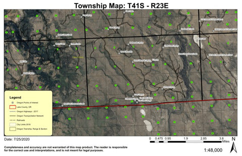 Horse Creek T41S R23E Township Map Preview 1