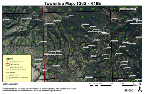 Lookout Rock T36S R16E Township Map Preview 1