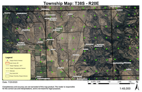 Warner Canyon T38S R20E South Township Map Preview 1