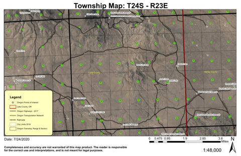 Round Top Butte T24S R23E Township Map Preview 1