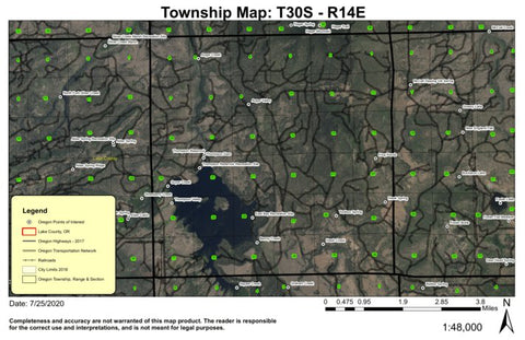 Thompson Reservoir T30S R14E Township Map Preview 1