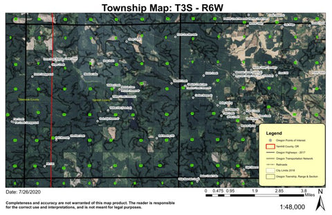 Walker Creek Reservoir T3S R6W Township Map Preview 1