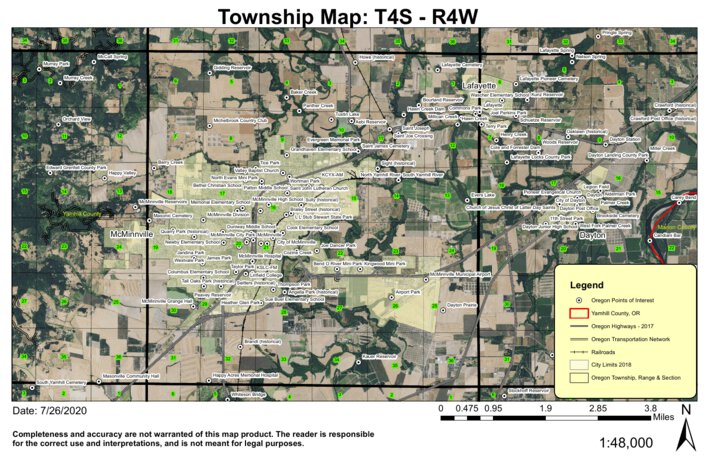 McMinnville T4S R4W Township Map by Super See Services | Avenza Maps