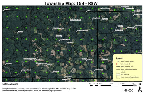 Yoncalla Creek T5S R8W Township Map Preview 1