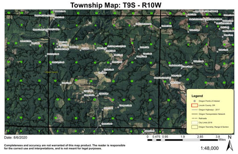 Little Eucre Mountain T9S R10W Township Map Preview 1