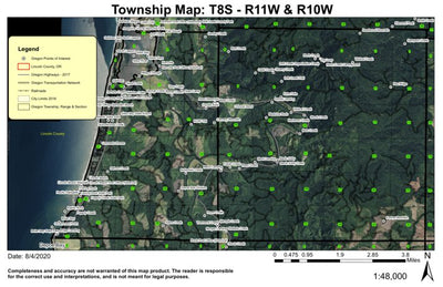 Siletz Bay T8S R10W & R11W Township Map Preview 1