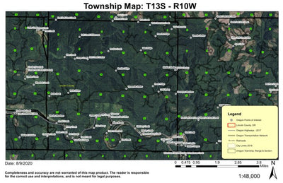 Tidewater T13S R10W Township Map Preview 1