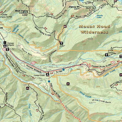 Mt. Hood Area, Oregon Trail Map Preview 2