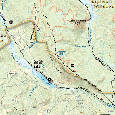 Alpine Lakes Wilderness, Washington Trail Map Preview 2