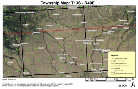 Cave Hollow T13S R40E Township Map Preview 1