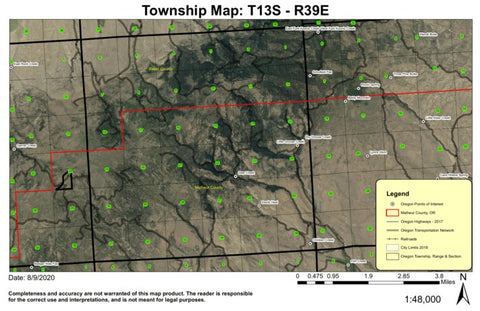 Devils Heel T13S R39E Township Map Preview 1