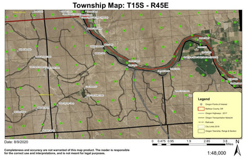 Love Reservoir T15S R45E Township Map Preview 1