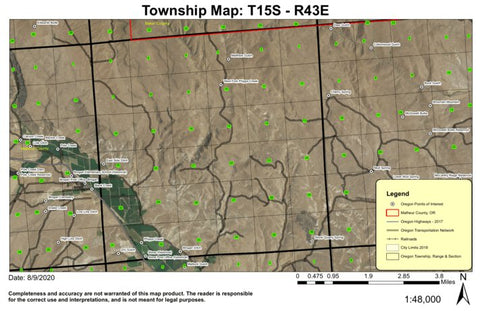 Phipps Creek T15S R43E Township Map Preview 1