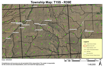 Moltham Reservoirs T15S R39E Township Map Preview 1