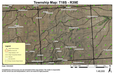 Zotto Reservoir T18S R39E Township Map Preview 1