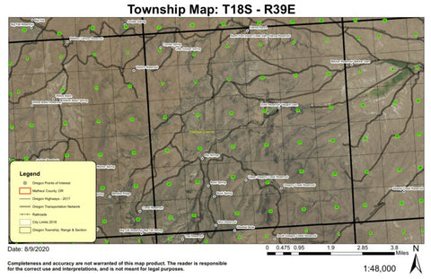 Zotto Reservoir T18S R39E Township Map Preview 1