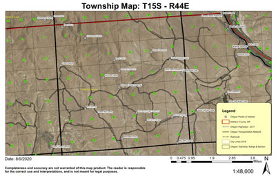Brosman Mountain T15S R44E Township Map Preview 1