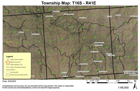 Cottonwood Mountain T16S R41E Township Map Preview 1