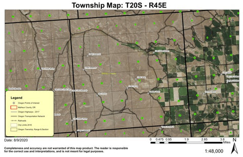 Chalk Butte T20S R45E Township Map Preview 1