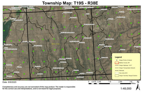 Beulah Butte T19S R38E Township Map Preview 1