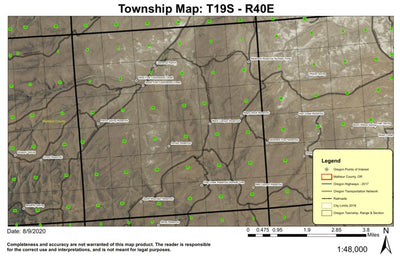 Cottonwood Creek T19S R40E Township Map Preview 1