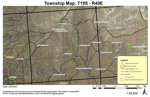 Cottonwood Creek T19S R40E Township Map Preview 1