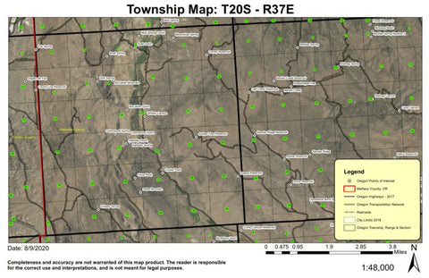 McClellan Mountain T20S R37E Township Map Preview 1