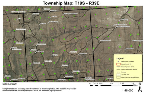 Kelsay Butte T19S R39E Township Map Preview 1