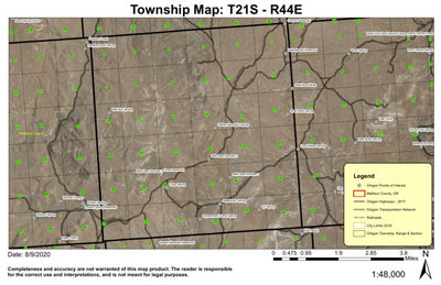 Darkey Mountain T21S R44E Township Map Preview 1