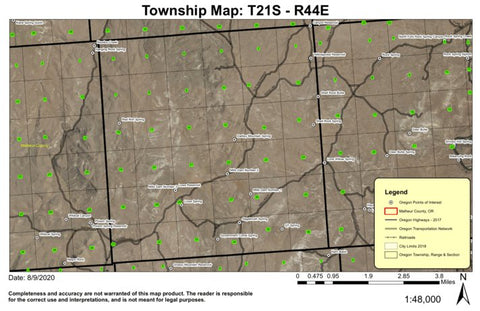 Darkey Mountain T21S R44E Township Map Preview 1