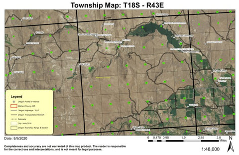 Bully Creek Reservoir T18S R43E Township Map Preview 1