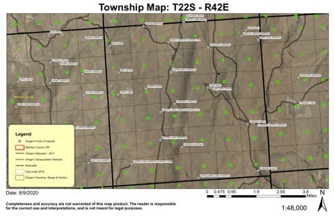 Freezeout Mountain T22S R42E Township Map Preview 1