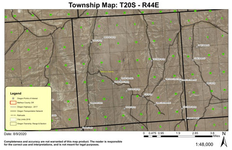 Double Mountain T20S R44E Township Map Preview 1
