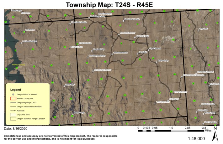 Three Finger Rock T24S R45E North Township Map by Super See Services ...
