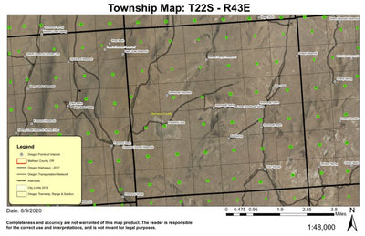 Freezeout Lake T22S R43E Township Map Preview 1