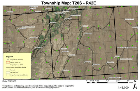 Harper T20S R42E Township Map Preview 1