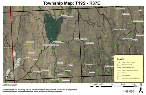 Beulah Reservoir T19S R37E Township Map Preview 1