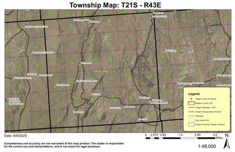 Wildcat Canyon T21S R43E Township Map Preview 1