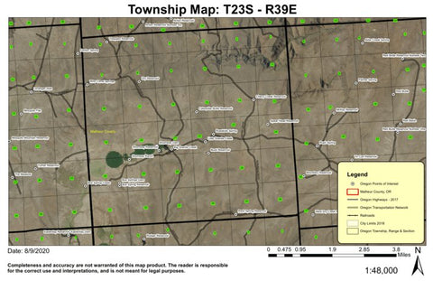 Shumway Reservoir T23S R39E Township Map Preview 1