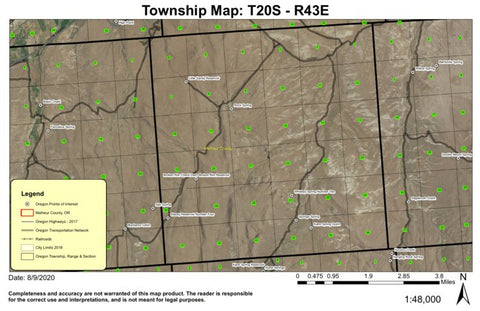 Broken Rim Reservoir T20S R43E Township Map Preview 1